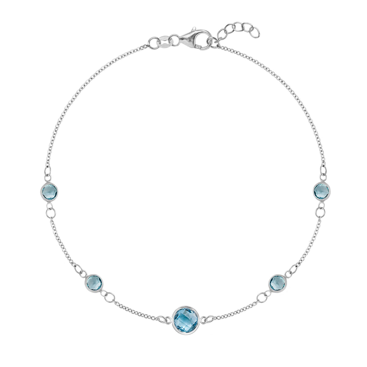 1 Grand & 4 Petite Nantucket Blue Topaz Bracelet in 14k Gold (December)