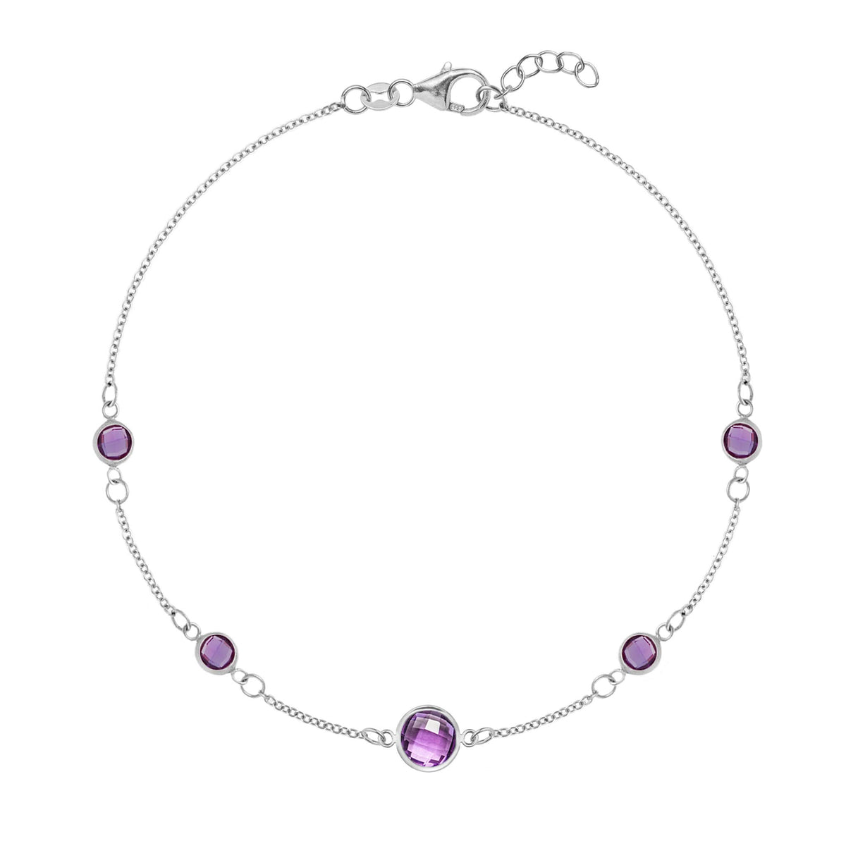 1 Grand & 4 Petite Amethyst Bracelet in 14k Gold (February)