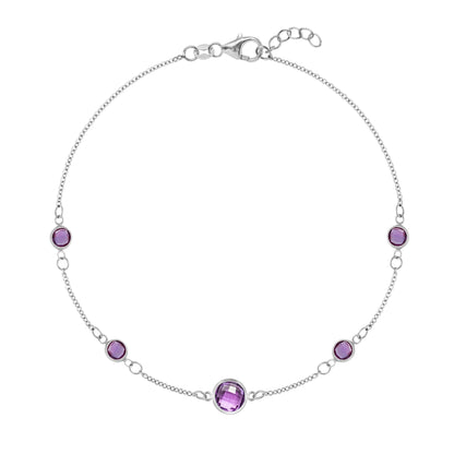 1 Grand & 4 Petite Amethyst Bracelet in 14k Gold (February)