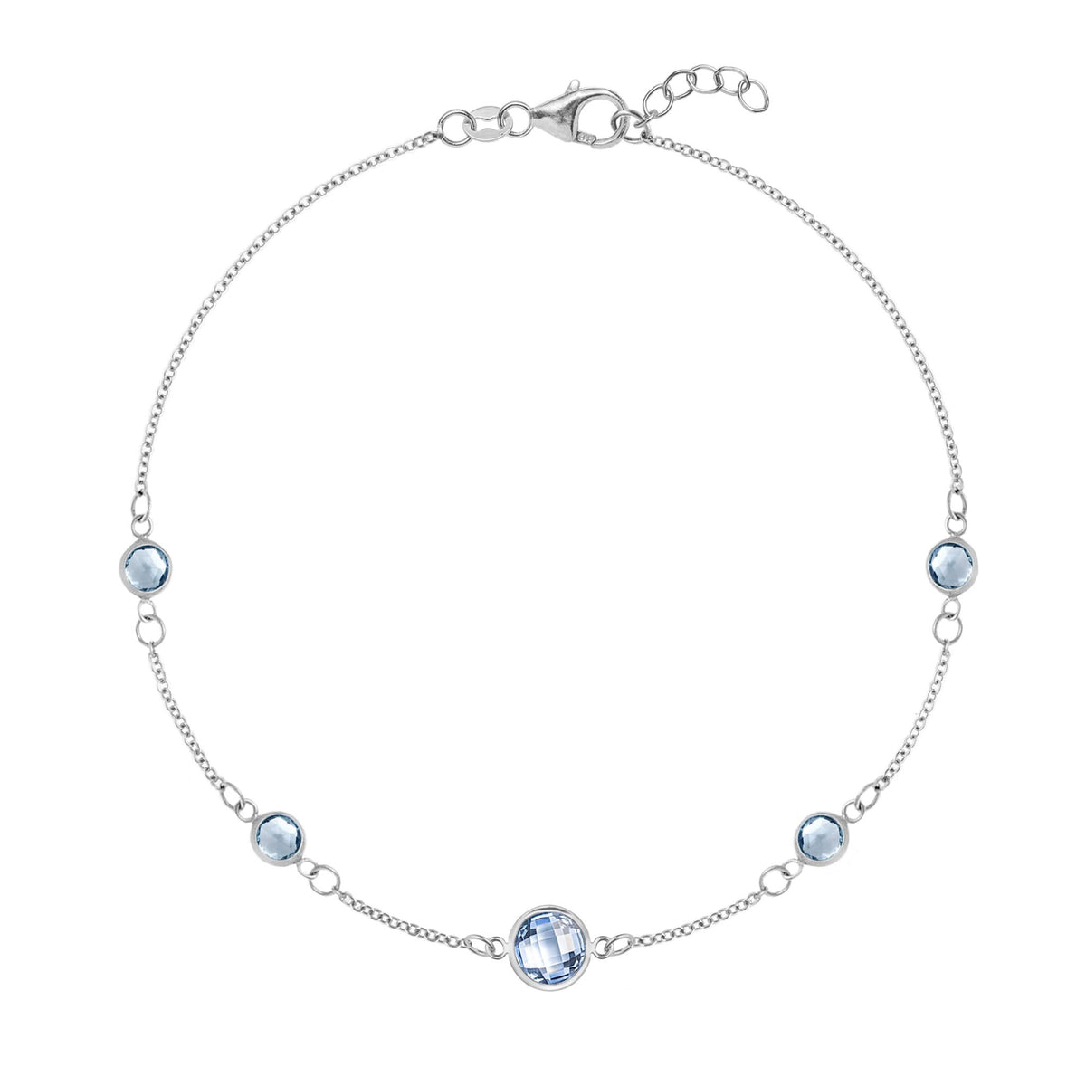 1 Grand & 4 Petite Aquamarine Bracelet in 14k Gold (March)