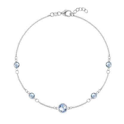 1 Grand & 4 Petite Aquamarine Bracelet in 14k Gold (March)