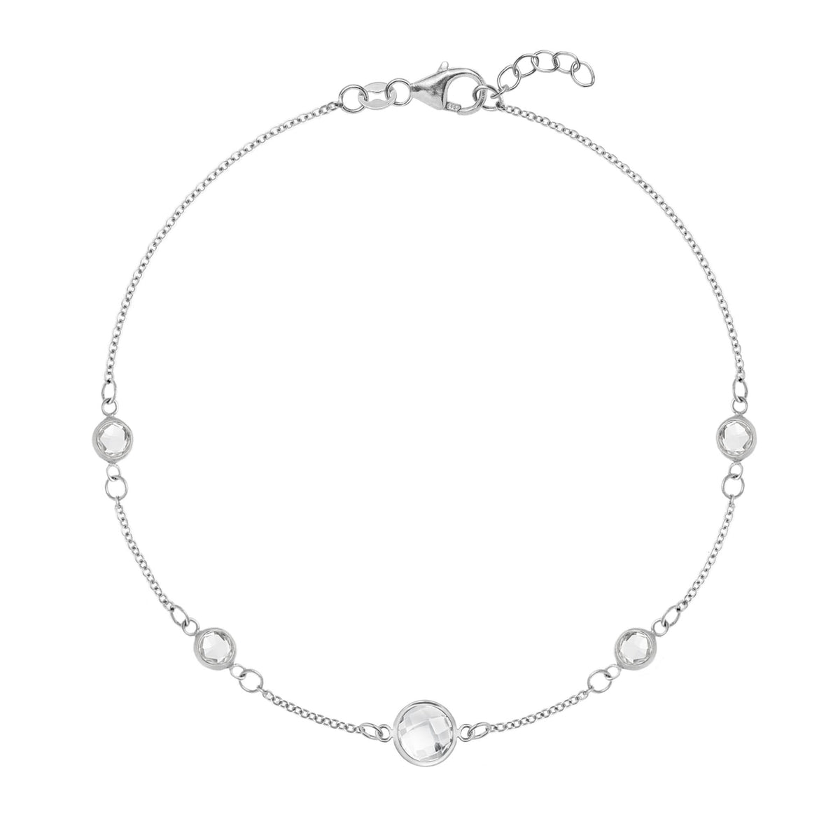 1 Grand & 4 Petite White Topaz Bracelet in 14k Gold (April)