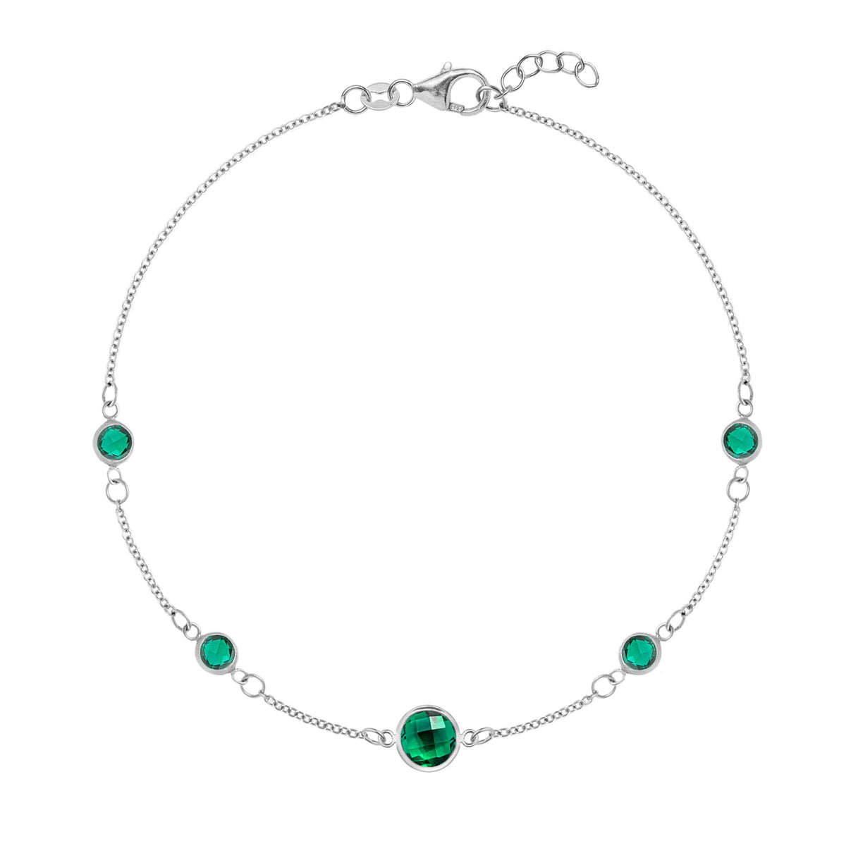 1 Grand & 4 Petite Emerald Bracelet in 14k Gold (May)