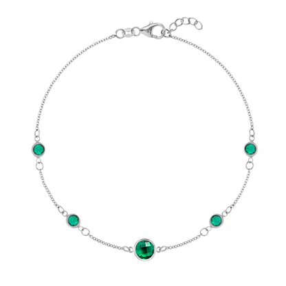 1 Grand & 4 Petite Emerald Bracelet in 14k Gold (May)