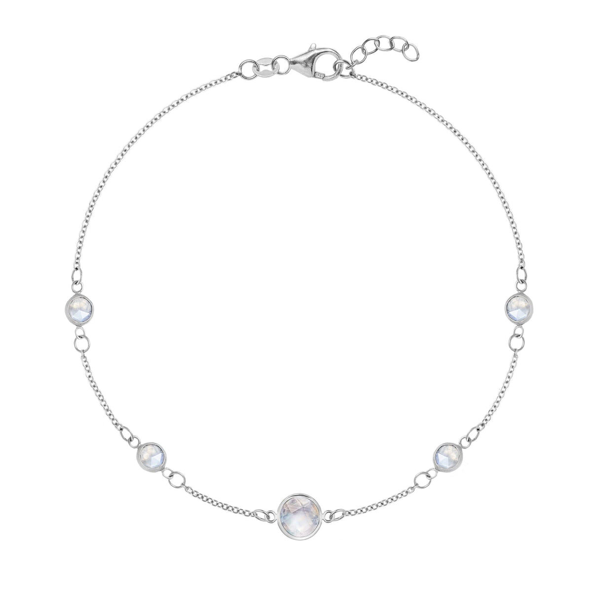 1 Grand & 4 Petite Moonstone Bracelet in 14k Gold (June)