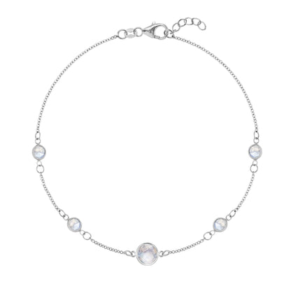 1 Grand & 4 Petite Moonstone Bracelet in 14k Gold (June)