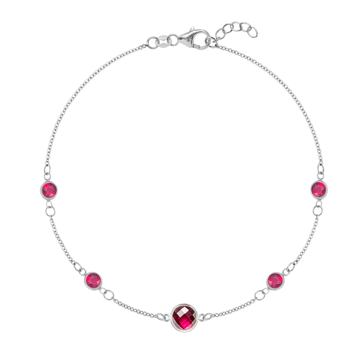 1 Grand & 4 Petite Ruby Bracelet in 14k Gold (July)