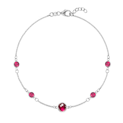 1 Grand & 4 Petite Ruby Bracelet in 14k Gold (July)