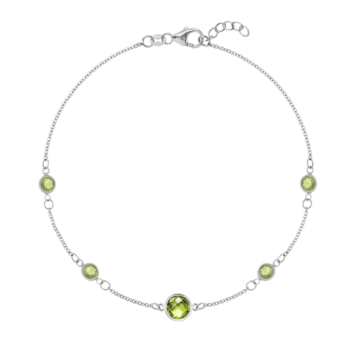 1 Grand & 4 Petite Peridot Bracelet in 14k Gold (August)
