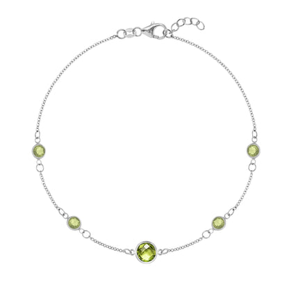 1 Grand & 4 Petite Peridot Bracelet in 14k Gold (August)