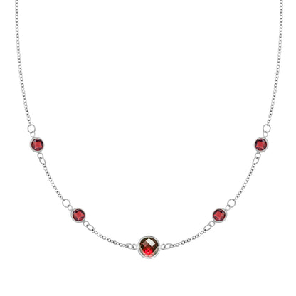 1 Grand & 4 Petite Garnet Necklace in 14k Gold (January)