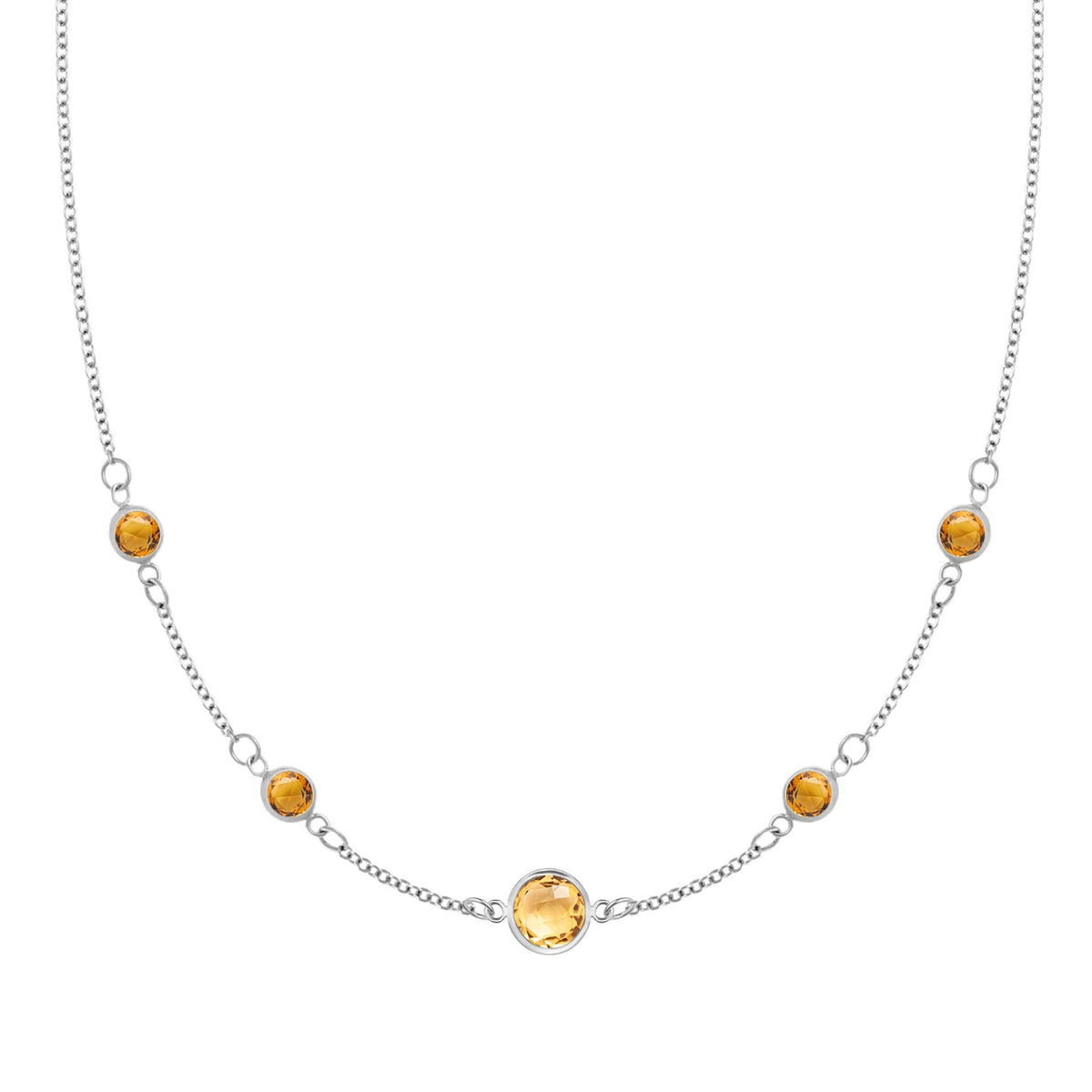 1 Grand & 4 Petite Citrine Necklace in 14k Gold (November)