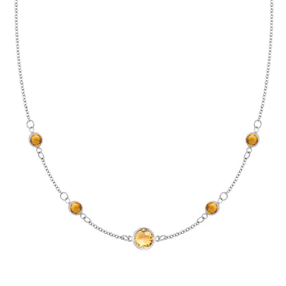 1 Grand & 4 Petite Citrine Necklace in 14k Gold (November)