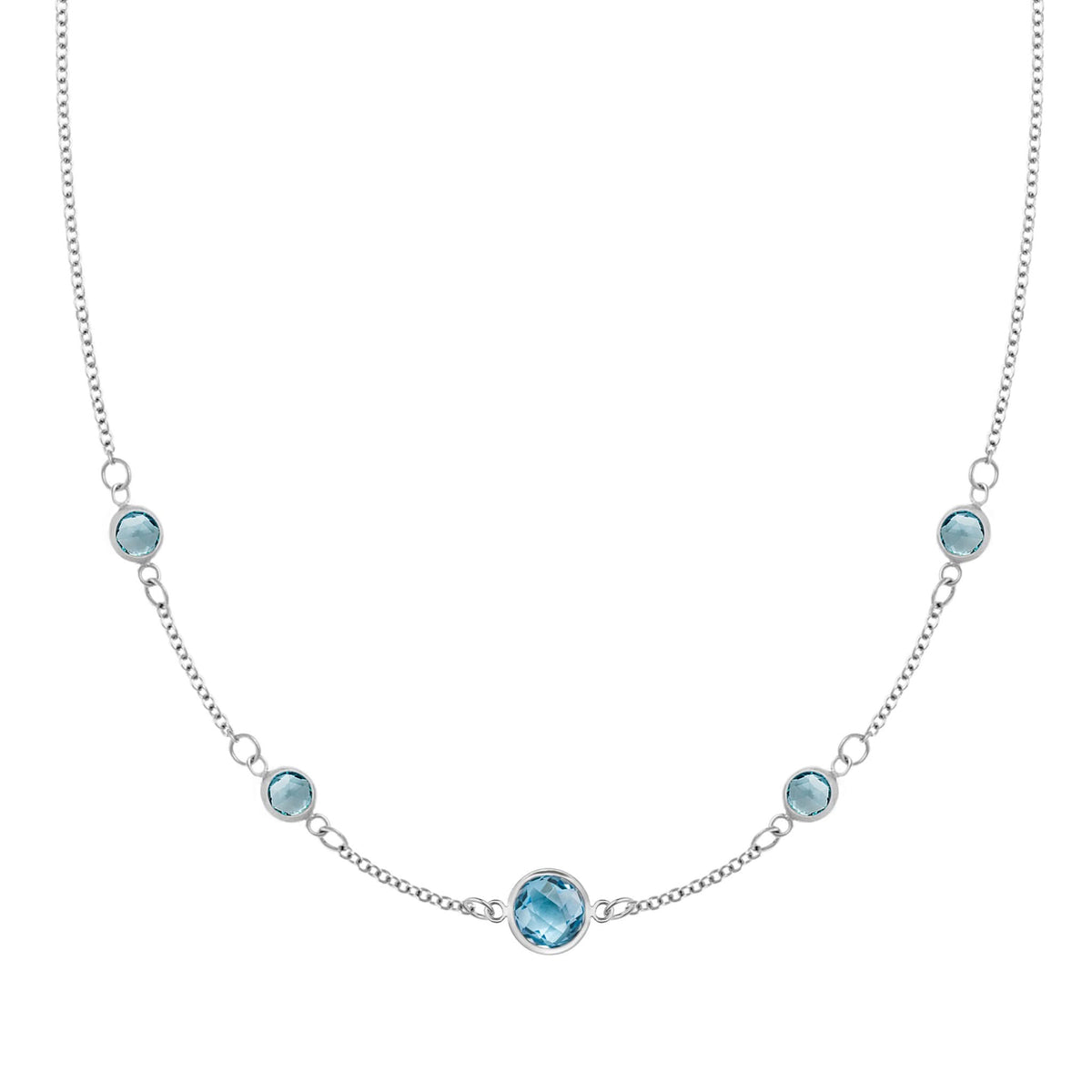 1 Grand & 4 Petite Nantucket Blue Topaz Necklace in 14k Gold (December)