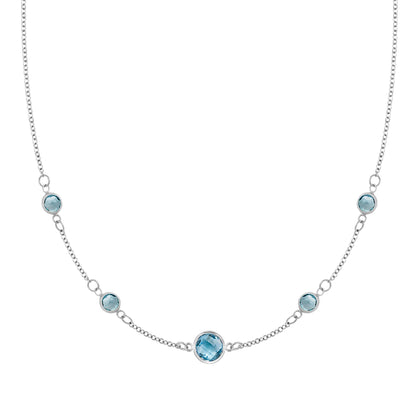 1 Grand & 4 Petite Nantucket Blue Topaz Necklace in 14k Gold (December)