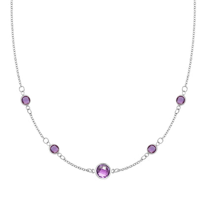 1 Grand & 4 Petite Amethyst Necklace in 14k Gold (February)