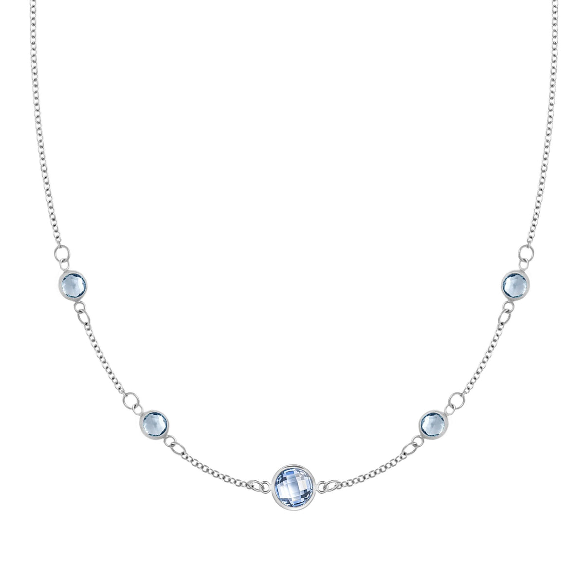 1 Grand & 4 Petite Aquamarine Necklace in 14k Gold (March)