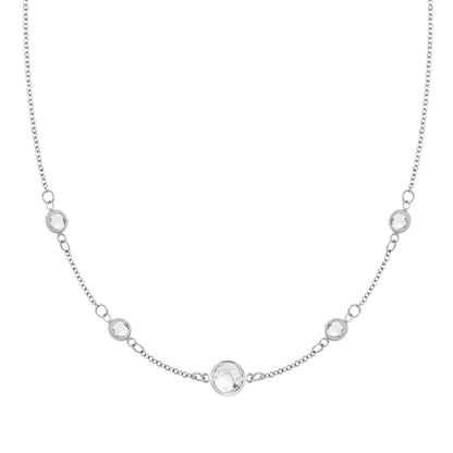 1 Grand & 4 Petite White Topaz Necklace in 14k Gold (April)