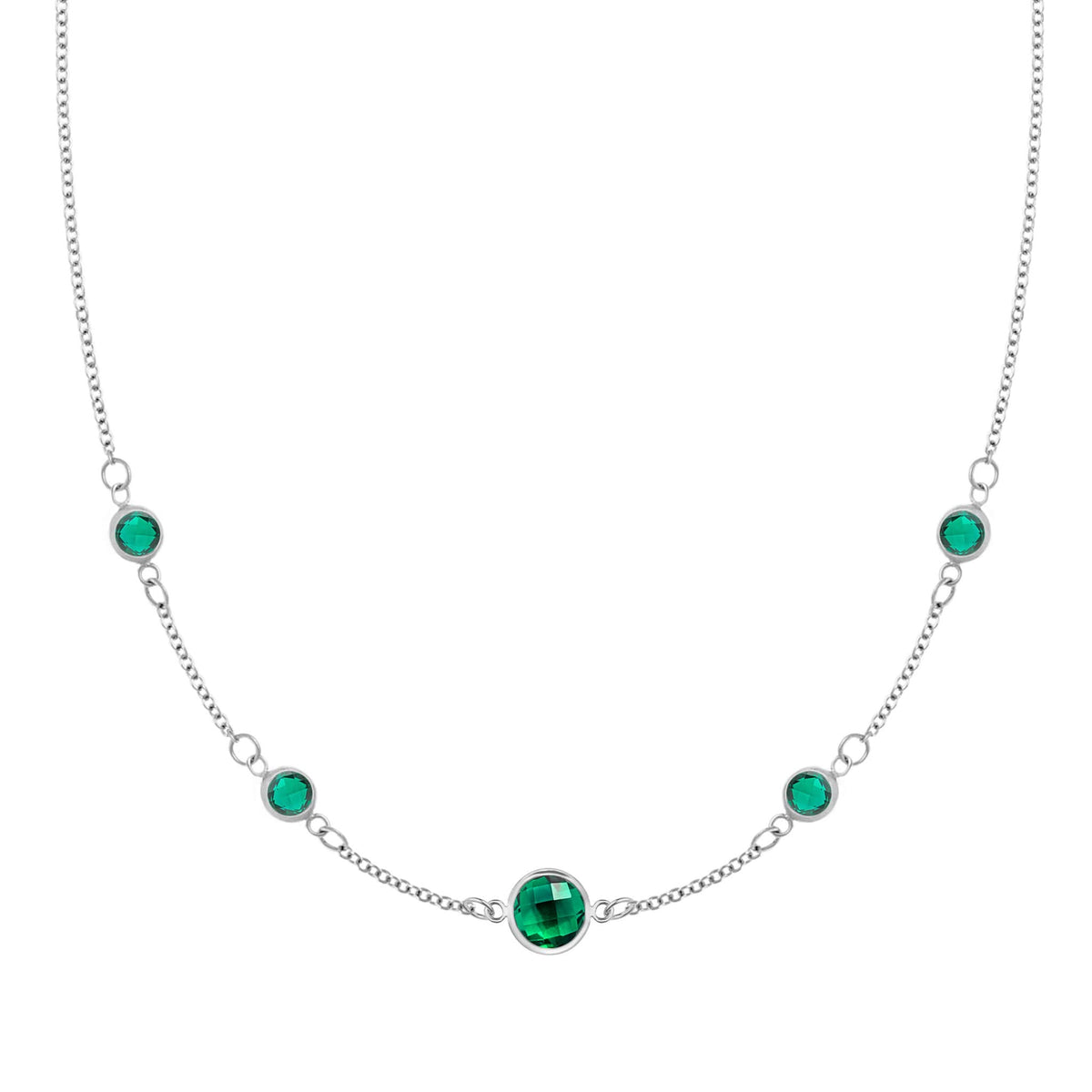 1 Grand & 4 Petite Emerald Necklace in 14k Gold (May)