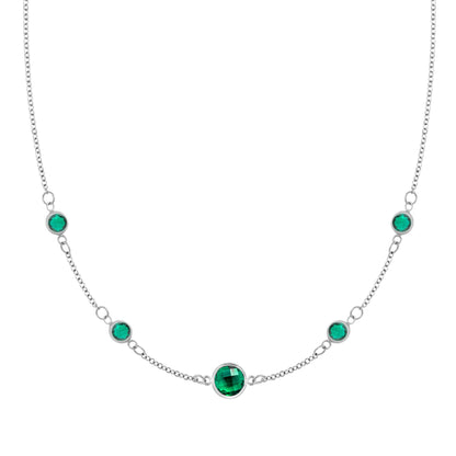 1 Grand & 4 Petite Emerald Necklace in 14k Gold (May)