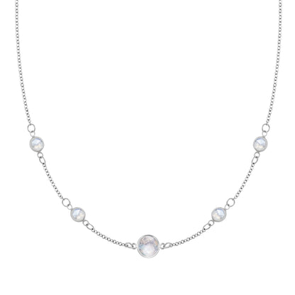 1 Grand & 4 Petite Moonstone Necklace in 14k Gold (June)