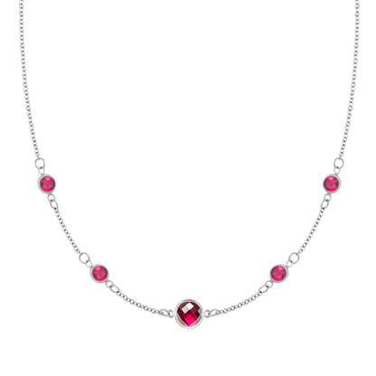 1 Grand & 4 Petite Ruby Necklace in 14k Gold (July)