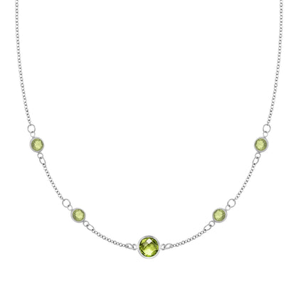 1 Grand & 4 Petite Peridot Necklace in 14k Gold (August)