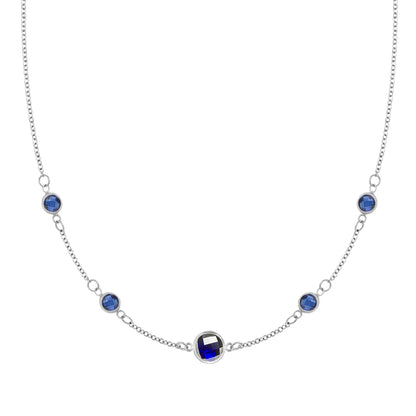 1 Grand & 4 Petite Sapphire Necklace in 14k Gold (September)