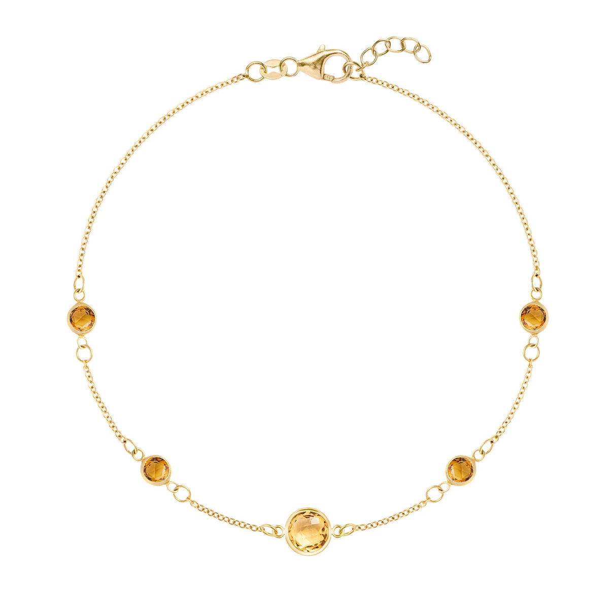 1 Grand & 4 Petite Citrine Bracelet in 14k Gold (November)