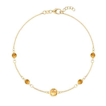 1 Grand & 4 Petite Citrine Bracelet in 14k Gold (November)