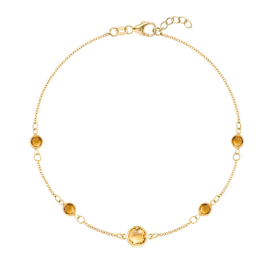 1 Grand & 4 Petite Citrine Bracelet in 14k Gold (November)