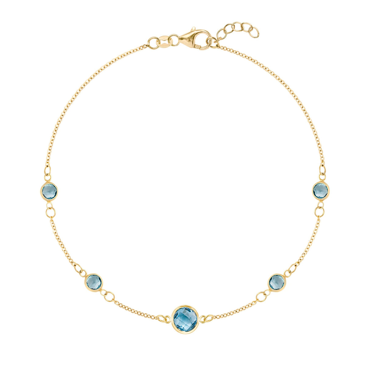 1 Grand & 4 Petite Nantucket Blue Topaz Bracelet in 14k Gold (December)