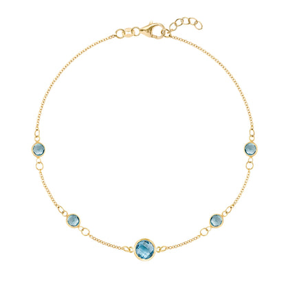 1 Grand & 4 Petite Nantucket Blue Topaz Bracelet in 14k Gold (December)