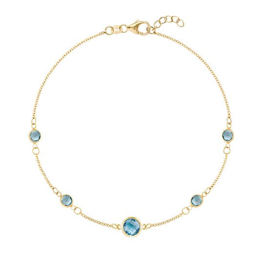 1 Grand & 4 Petite Nantucket Blue Topaz Bracelet in 14k Gold (December)