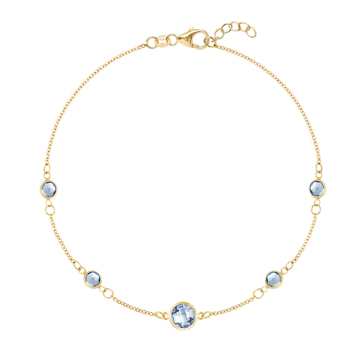 1 Grand & 4 Petite Aquamarine Bracelet in 14k Gold (March)