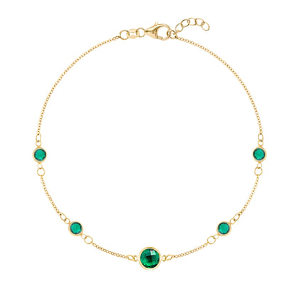 1 Grand & 4 Petite Emerald Bracelet in 14k Gold (May)