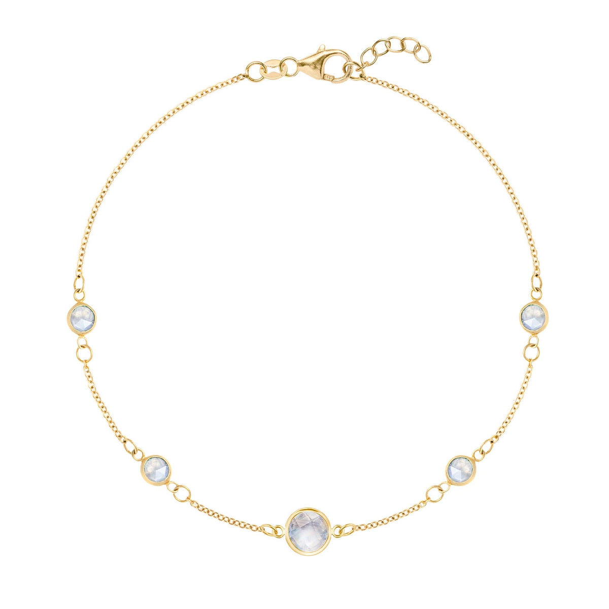1 Grand & 4 Petite Moonstone Bracelet in 14k Gold (June)