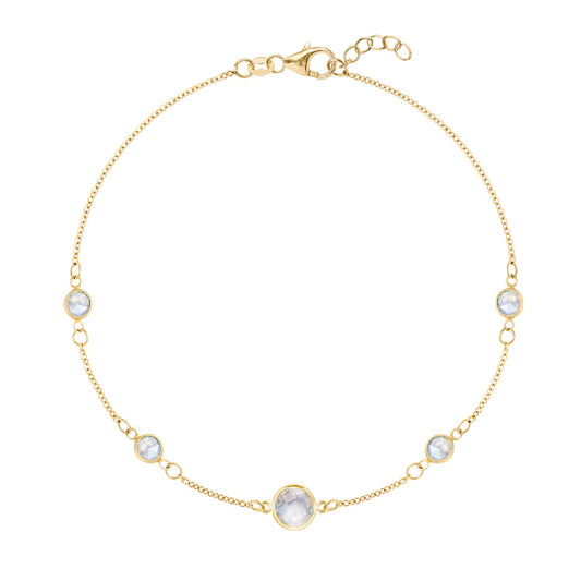 1 Grand & 4 Petite Moonstone Bracelet in 14k Gold (June)