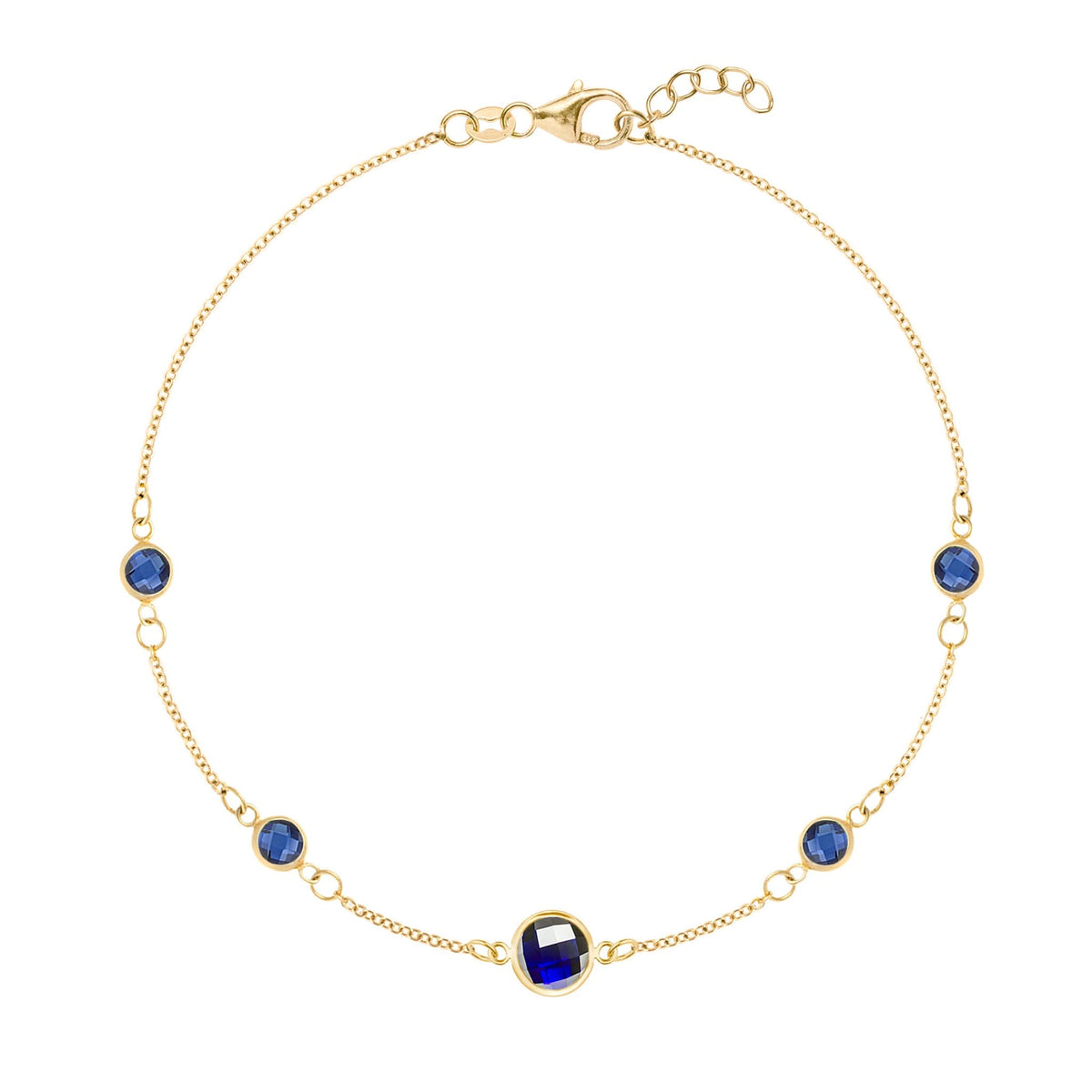 1 Grand & 4 Petite Sapphire Bracelet in 14k Gold (September)