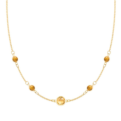 1 Grand & 4 Petite Citrine Necklace in 14k Gold (November)