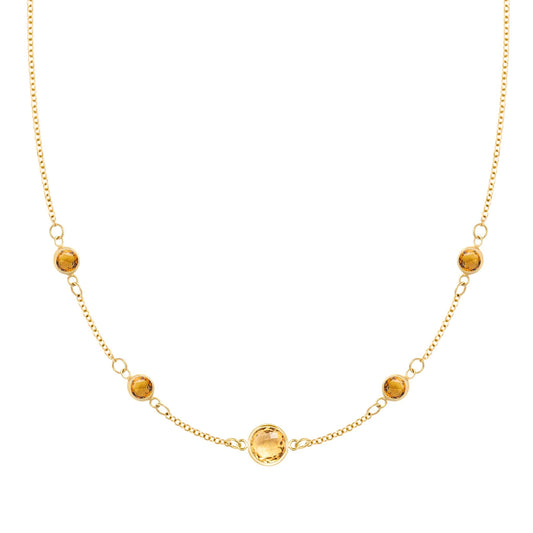 1 Grand & 4 Petite Citrine Necklace in 14k Gold (November)