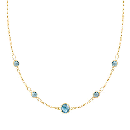 1 Grand & 4 Petite Nantucket Blue Topaz Necklace in 14k Gold (December)