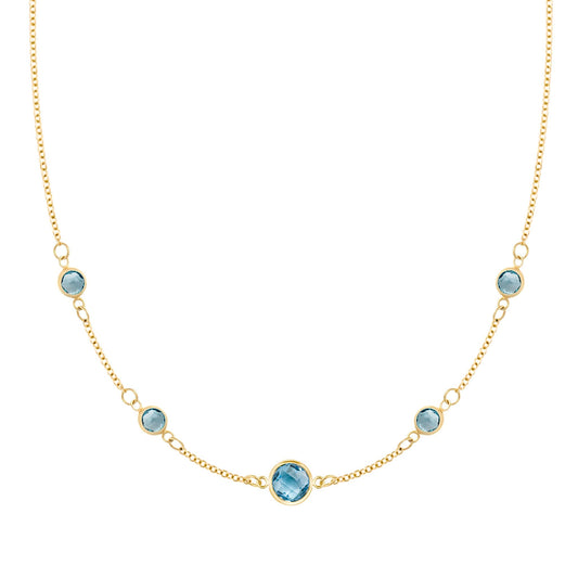 1 Grand & 4 Petite Nantucket Blue Topaz Necklace in 14k Gold (December)
