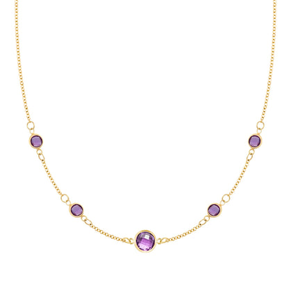 1 Grand & 4 Petite Amethyst Necklace in 14k Gold (February)
