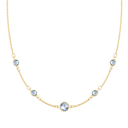 1 Grand & 4 Petite Aquamarine Necklace in 14k Gold (March)