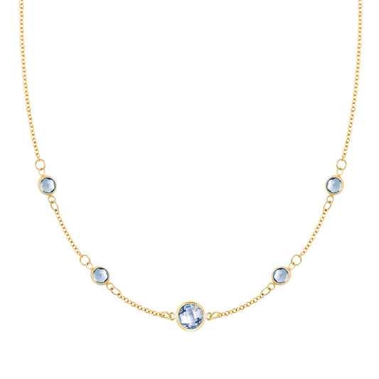 1 Grand & 4 Petite Aquamarine Necklace in 14k Gold (March)