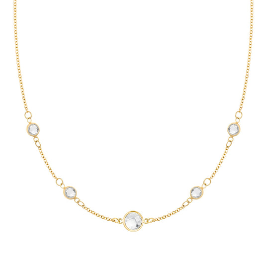 1 Grand & 4 Petite White Topaz Necklace in 14k Gold (April)