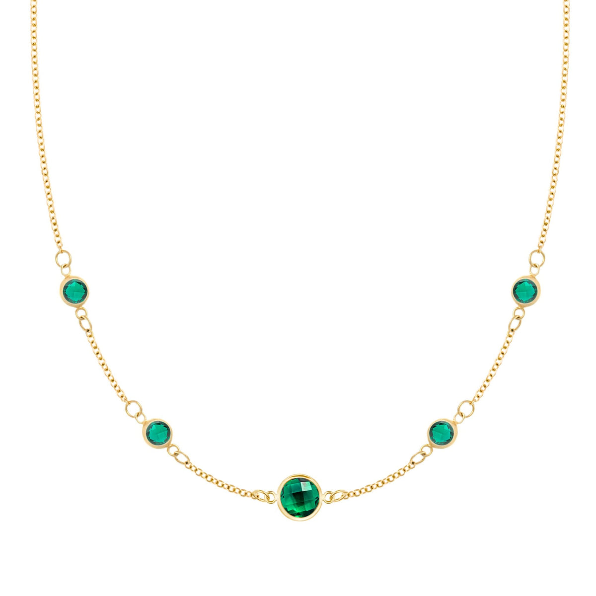 1 Grand & 4 Petite Emerald Necklace in 14k Gold (May)
