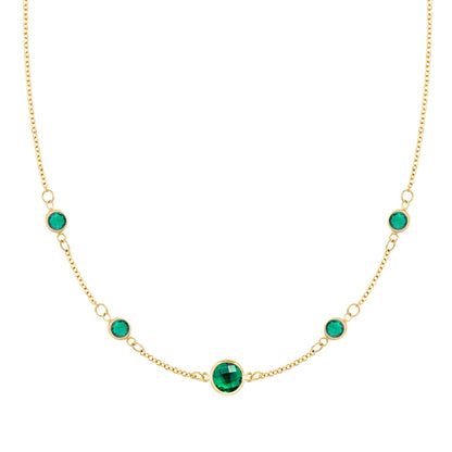 1 Grand & 4 Petite Emerald Necklace in 14k Gold (May)