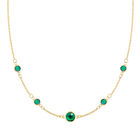 1 Grand & 4 Petite Emerald Necklace in 14k Gold (May)